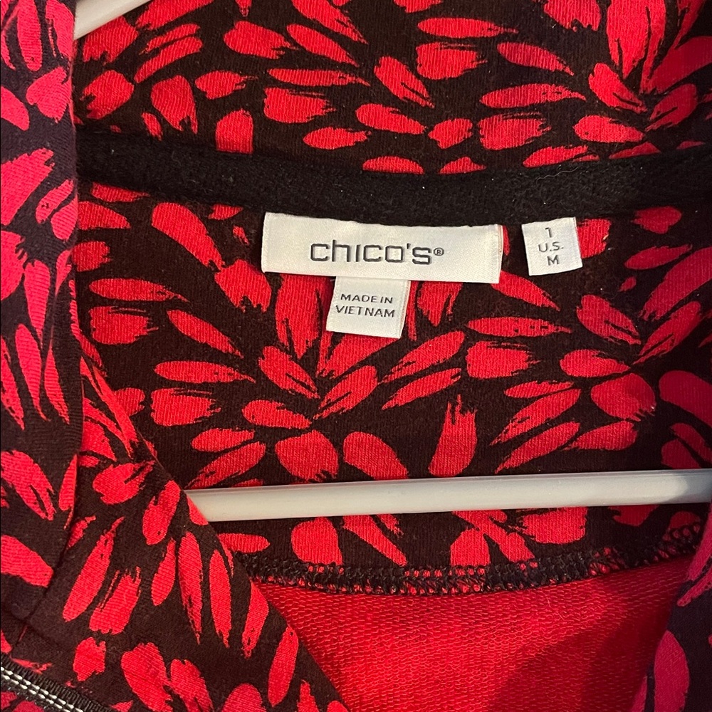 Chico's Vibrant Red and Black Floral Top - Picture 2 of 3